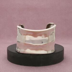 ⚡clearance⚡ sterling silver vintage concave asymmetrical cuff bracelet size 6in